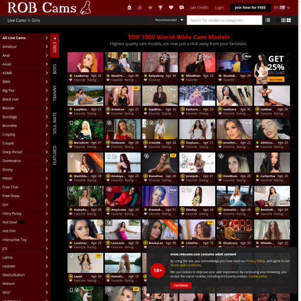 Free Adult Cams and Live Chat at ROBCams