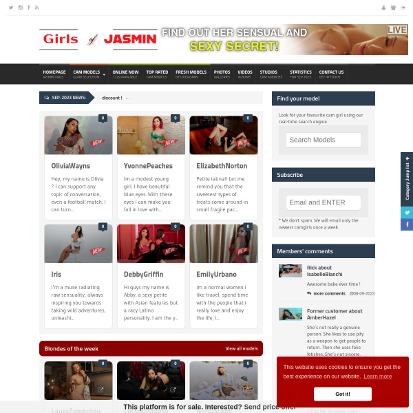 Details : GirlsOfJasmin - Models of Live Jasmin profiles and statistics