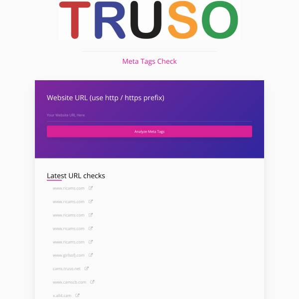 Details : Meta Tags Check @ TRUSO